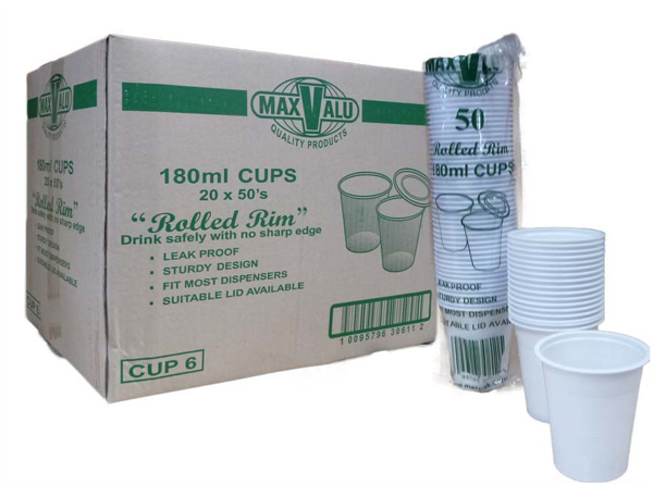 Picture of Cup Plastic Cafe/Bar Style White 180mL 1000s